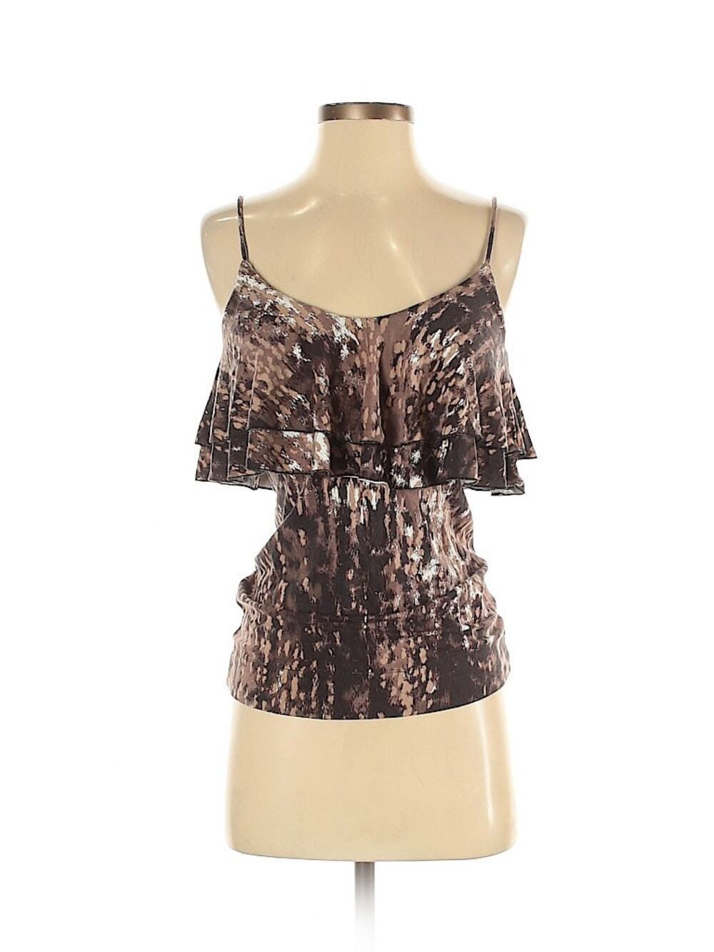 Tart Collections Brown Y2K Ruffle Strappy Tank Top Size S Ruched Boho